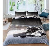 3D Printed Hockey Helmet Super King Duvet Cover Stadium Duvet Sets Soft Breathable Microfibre 3Pcs Bedding 260x220 with Hidden Zipper Closure and 2 Pillowcases 50x75 3281-D