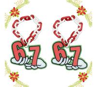 3D Printed Holiday 67 Necklace for Elves Elf Chain, Funny 67 Ornament Chain for Plush Doll, Red & White Number Chains, Personalized Fan Jewelry Gift, Christmas Accessory Prop(Red-2PCS)