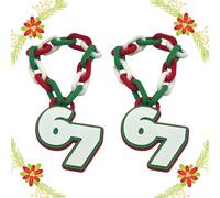 3D Printed Holiday 67 Necklace for Elves Elf Chain, Funny 67 Ornament Chain for Plush Doll, Red & White Number Chains, Personalized Fan Jewelry Gift, Christmas Accessory Prop(Green-2PCS)