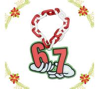 3D Printed Holiday 67 Necklace for Elves Elf Chain, Funny 67 Ornament Chain for Plush Doll, Red & White Number Chains, Personalized Fan Jewelry Gift, Christmas Accessory Prop(Red)
