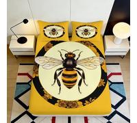 3D Printed Honey Bee Fitted Sheet Microfiber Deep Pocket Non-Slip Hive Mattress Fitted Cover for Bedroom Bedding 200x200x25cm