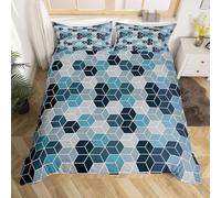 3D Printed Honeycomb Double Duvet Cover Set 3 Piece Microfibre Bedding Set Cool Geometric Styles Quilt Cover 200x200 cm with 2 Pillowcases 50x75 cm and Zipper Closure i.4042