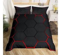 3D Printed Honeycombs Single Duvet Cover Set 3 Piece Microfibre Bedding Set Cool Geometric Style Quilt Cover 150x200 cm with 2 Pillowcases 50x75 cm and Zipper Closure i.3981