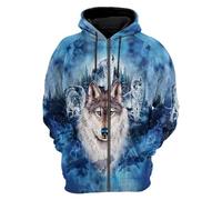 3D Printed Hoodies Mens Zip Up Hoodie Animal Novelty Hoodie Wolf Harajuku Streetwear Unisex Casual Jacket Tracksuits(Zip,5XL)