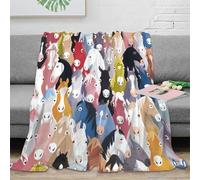 3D Printed Horse faces Cozy Throw Blanket Microfiber Warm Soft Bedding Cosy Colorful cartoon 1 Throw Blanket Lightweight All Season for Dorm Dwellers University Students 40x50inch(100x130cm)
