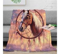 3D Printed Horse in dreamcatcher Thermal Blanket Microfiber Warm Thermal Bedding Soft Fantasy art Fluffy Blanket Luxurious Gift for Friends Colleagues Loved Ones 40x50inch(100x130cm)
