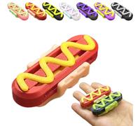 3D Printed Hot Dog Fidget Slider, EDC Fidget Toys for Adults with Click Sound & Tactile Feedback, Stress Relief Toy Gadget for Adults, Compatible with SinaiN Sliders (Red/Yellow, Slider)