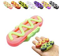 3D Printed Hot Dog Fidget Slider, EDC Fidget Toys for Adults with Click Sound & Tactile Feedback, Stress Relief Toy Gadget for Adults, Compatible with SinaiN Sliders (Macaron Luminous, Slider+Ring)