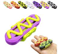 3D Printed Hot Dog Fidget Slider, EDC Fidget Toys for Adults with Click Sound & Tactile Feedback, Stress Relief Toy Gadget for Adults, Compatible with SinaiN Sliders (Purple/Green, Slider+Ring)
