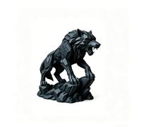 3D Printed Howling Wolf King Statue Ornament, Wolf Totem Figurine for Car Dashboard, Desktop, Bonsai, Fish Tank, Garden & Home Office Decor, Creative Art Gift (Black)