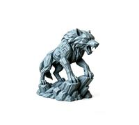 3D Printed Howling Wolf King Statue Ornament, Wolf Totem Figurine for Car Dashboard, Desktop, Bonsai, Fish Tank, Garden & Home Office Decor, Creative Art Gift (Grey)