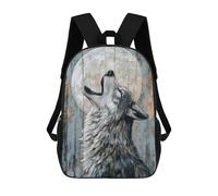 3D Printed Howling Wolf Under The Moon Art Minimal Wild Animal Print Children School Bookbags Fashion Rucksack Casual Travel Children's Backpacks Large Capacity Daypack for Boys Girls 17inch