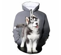 3D printed Husky Siberian hoodie, dog hoodie, spring and autumn men's fashionable casual pullover, streetwear jacket White
