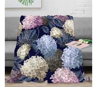 3D Printed Hydrangea blooms Travel Blanket Microfiber Warm Soft Bedding botanical floral pattern Bedding Throw Non Pilling Fade Resistant for Renters Apartment Dwellers Teens 80×90inch(200x230cm)