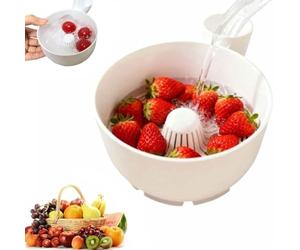 3D-Printed Hydro Bowl - Automatic Fruit Washer Spinner Bowl, Vegetable Washing Basket, Multipurpose Rinse Drain Basket, Fruit and Veggies Cleaner Spinner Bowls, Portable Fruit Cleaning Drain Tool (S)