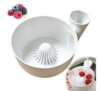 3D Printed Hydro Bowl Fruit Washer Spinner, Automatic Rotating Fruit & Vegetable Cleaning Bowl with Strainer, 4-in-1 Rinse Drain Dry Multipurpose Washing Basket for Kitchen