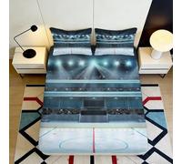 3D Printed Ice Hockey Arena Fitted Sheet Microfiber Soft Breathable Stadium Scene Bed Cover for Bedroom Dorm Mattress Protection Decor 90x200x25cm