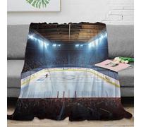 3D Printed Ice hockey arena Home Blanket Warm Cosy Bedding Soft Sports event atmosphere Lounge Throw Wrinkle Resistant Non Pilling for Campers Travellers Students Young Adults 40x50inch(100x130cm)