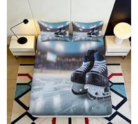 3D Printed Ice Hockey Fitted Sheet Microfiber Non-Slip Deep Pocket Arena Mattress Fitted Cover Soft Breathable for Bedroom 120x200x25cm