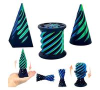 3D Printed Impossible Cone Fidget Toys Set, 3PCS Spiral Cone, Pyramid and Cylinder Passthrough Sculpture, Vortex Illusion Stress Relief Toys for Adults, Cool Desktop Decorations Gifts (Green)