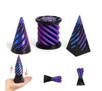 3D Printed Impossible Cone Fidget Toys Set, 3PCS Spiral Cone, Pyramid and Cylinder Passthrough Sculpture, Vortex Illusion Stress Relief Toys for Adults, Cool Desktop Decorations Gifts (Style E)
