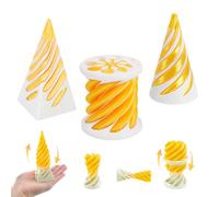 3D Printed Impossible Cone Fidget Toys Set, 3PCS Spiral Cone, Pyramid and Cylinder Passthrough Sculpture, Vortex Illusion Stress Relief Toys for Adults, Cool Desktop Decorations Gifts (Silk Gold)