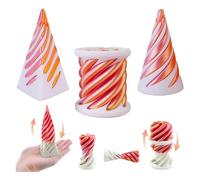 3D Printed Impossible Cone Fidget Toys Set, 3PCS Spiral Cone, Pyramid and Cylinder Passthrough Sculpture, Vortex Illusion Stress Relief Toys for Adults, Cool Desktop Decorations Gifts (Candy)