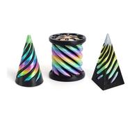 3D Printed Impossible Cone Fidget Toys Set, 3PCS Spiral Cone, Pyramid and Cylinder Passthrough Sculpture, Vortex Illusion Stress Relief Toys for Adults, Cool Desktop Decorations Gifts (Style C)