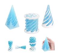 3D Printed Impossible Cone Fidget Toys Set, 3PCS Spiral Cone, Pyramid and Cylinder Passthrough Sculpture, Vortex Illusion Stress Relief Toys for Adults, Cool Desktop Decorations Gifts (Glacier Blue)