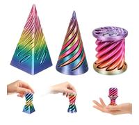 3D Printed Impossible Cone Fidget Toys Set, 3PCS Spiral Cone Pyramid Cylinder Passthrough Sculpture, Vortex Illusion Stress Relief Sensory Toys, Cool Desktop Decoration Gifts for Adults Kids (style 3)