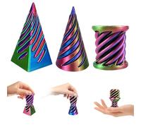3D Printed Impossible Cone Fidget Toys Set, 3PCS Spiral Cone Pyramid Cylinder Passthrough Sculpture, Vortex Illusion Stress Relief Sensory Toys, Cool Desktop Decoration Gifts for Adults Kids(style 2)