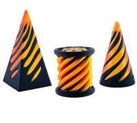 3D Printed Impossible Cone,Spiral Cone Fidget Toy Impossible Pyramid Passthrough Toy,3D Printed Spiral Cone Fidget Toy (Gold Black&Rainbow)