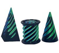 3D Printed Impossible Cone,Spiral Cone Fidget Toy Impossible Pyramid Passthrough Toy,3D Printed Spiral Cone Fidget Toy (Black Dark Green + White Light Gold)