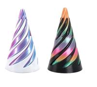 3D Printed Impossible Cone,Spiral Cone Fidget Toy Impossible Pyramid Passthrough Toy,3D Printed Spiral Cone Fidget Toy (Black DarkGreen&White Lightpurple)