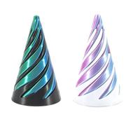 3D Printed Impossible Cone,Spiral Cone Fidget Toy Impossible Pyramid Passthrough Toy,3D Printed Spiral Cone Fidget Toy (Black Dark Green + White Light Gold)