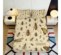 3D Printed Insect Pattern Fitted Sheet Microfiber Soft Breathable Bug Art Bed Cover for Bedroom Dorm Decor Mattress Protection 90x200x25cm