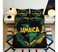 3D Printed Jamaica Pattern Fitted Sheet Microfiber Deep Pocket Non-Slip Bedding Set Jamaica Mattress Fitted Cover for Bedroom 160x200x25cm