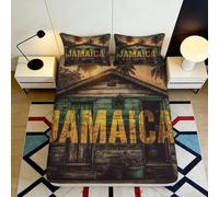 3D Printed Jamaica Style Fitted Sheet Microfiber Deep Pocket Bedroom Bedding Jamaica Print Mattress Fitted Cover Non-Slip Washable 140x200x25cm