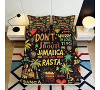 3D Printed Jamaica Tropical Fitted Sheet Microfiber Non-Slip Deep Pocket Rasta Mattress Fitted Cover Bedroom 90x200x25cm