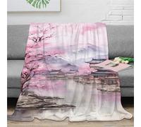 3D Printed Japanese Cherry Blossom Throw Blanket Fluffy Soft Cozy Super Soft Cozy Fuzzy Warm Throws with Anti-wrinkle/anti-tarnishing Lightweight for Sofa Bed Decor Bedroom Decor 40x50inch(100x130cm)