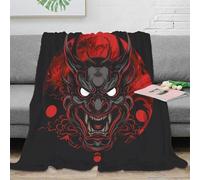 3D Printed Japanese demon art Home Blanket Microfiber Warm Cosy Bedding Soft stylized horror design Lounge Throw Wrinkle Resistant Non Pilling for Men Women Kids Households 70×80inch(180x200cm)