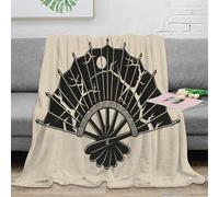 3D Printed Japanese fan Bed Blanket Microfiber Soft Cosy Bedding Warm traditional art Soft Throw Machine Washable No Shedding for Students Gamers Movie Nights Young Adults 60x80inch(150x200cm)