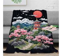 3D Printed Japanese temple Bedding Throw Microfiber Ultra Soft Warm Bedding traditional architecture Sofa Throw Anti Static Non Pilling for Students Gamers Movie Nights Teens 80×90inch(200x230cm)