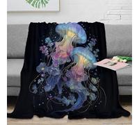 3D Printed Jellyfish art Cozy Throw Blanket Microfiber Warm Soft Bedding Cosy Fantasy underwater Bed Blanket Anti Static No Shedding for Dorm Dwellers University Students 80×90inch(200x230cm)