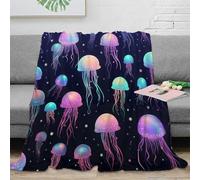 3D Printed Jellyfish patterns Thermal Blanket Microfiber Warm Thermal Bedding Soft Colorful sea design Fluffy Blanket Luxurious Gift for Friends Colleagues Loved Ones 40x50inch(100x130cm)