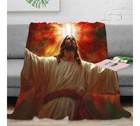 3D Printed Jesus Christ Bed Blanket Microfiber Soft Cosy Bedding Warm religious art 1 Soft Throw Machine Washable No Shedding for Students Gamers Movie Nights Young Adults 60x80inch(150x200cm)
