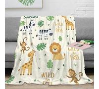 3D Printed Jungle Animals Blanket Microfiber Home Decor Cute Lion Zebra Wildlife Throw Blanket for Sofa Bedroom 50x60(127x152cm)