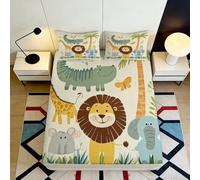 3D Printed Jungle Animals Fitted Sheet, Microfiber, Bed Cover, Non-slip