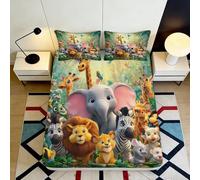 3D Printed Jungle Animals Fitted Sheet, Microfiber, Bed Cover, Non-slip