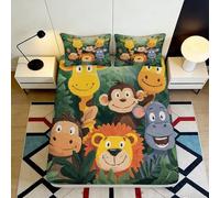 3D Printed Jungle Animals Fitted Sheet, Microfiber, Bed Cover, Non-slip